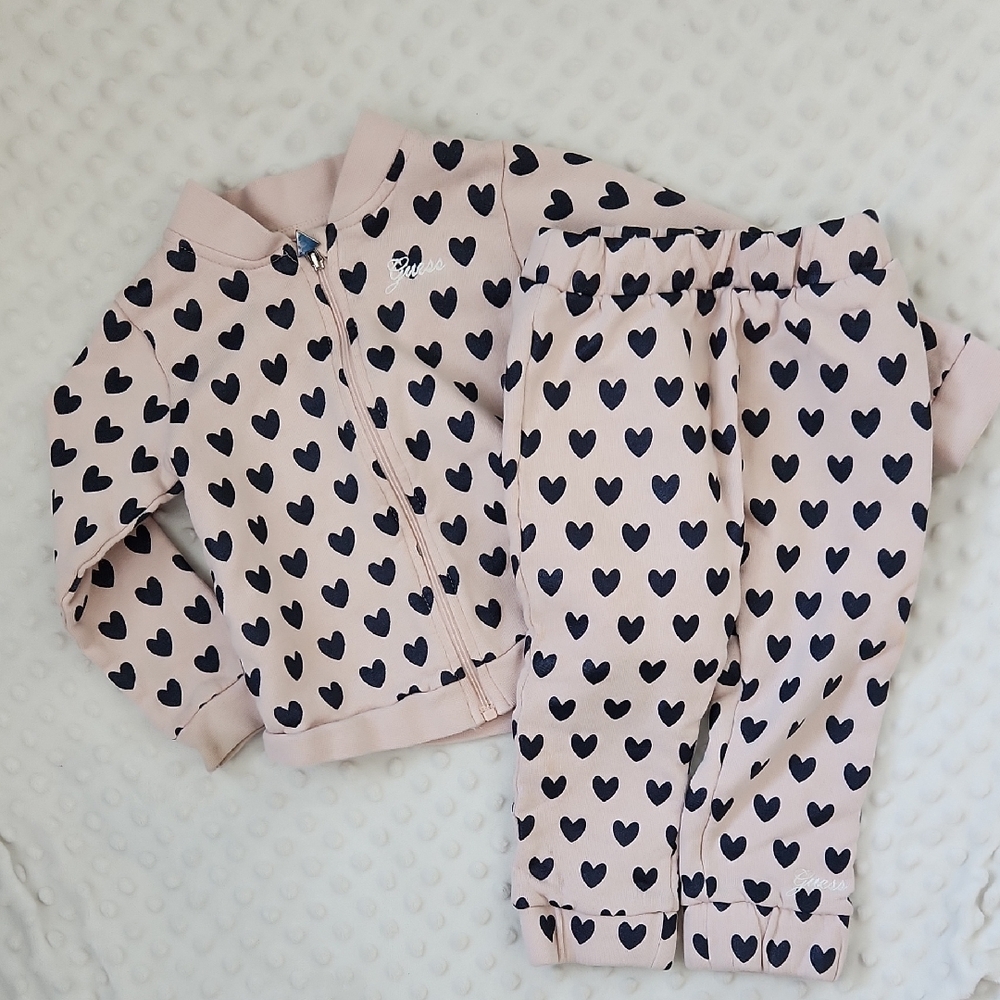 Guess Pink and Navy Heart Zip-Up Set